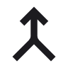 Merging arrows pointing up