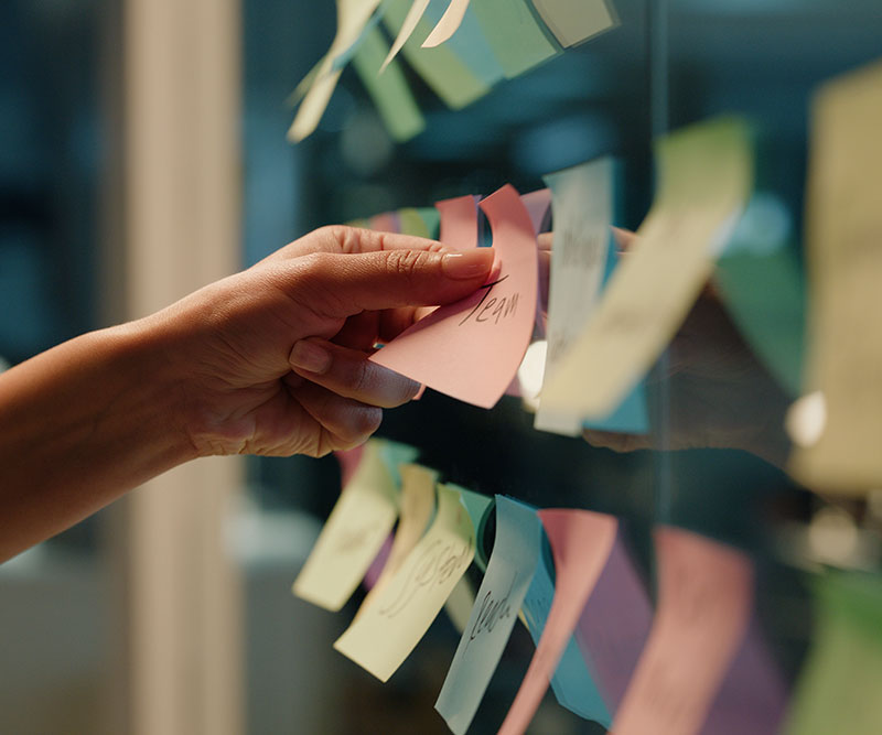 A wall of sticky notes