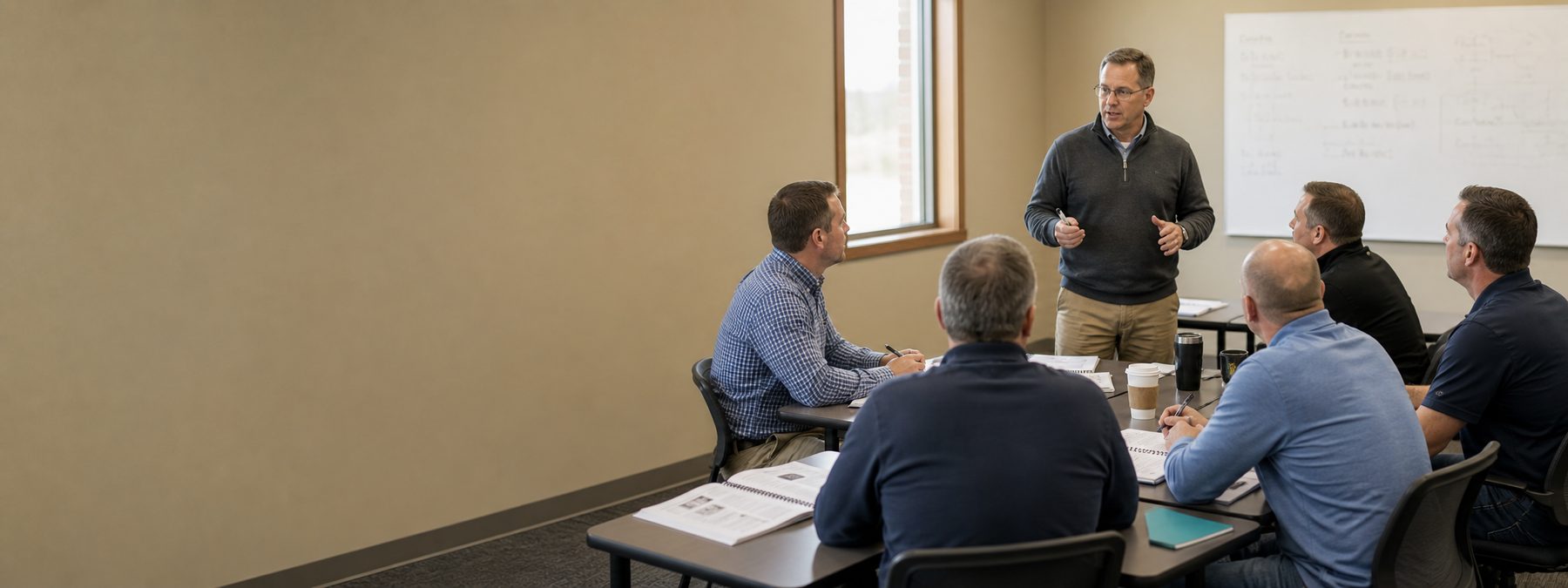 Animal pharmaceutical and medical sales team in a training workshop