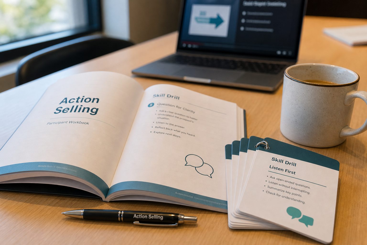 Training workbook and skill-drill cards for the video training system