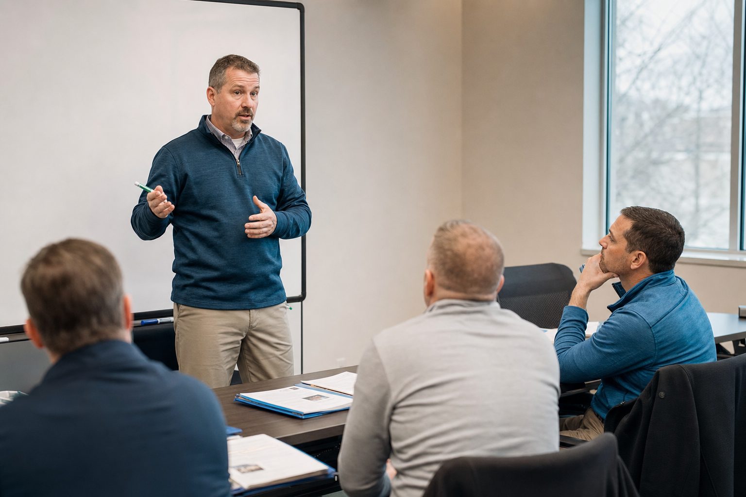 A certified Action Selling trainer leading a distribution sales workshop