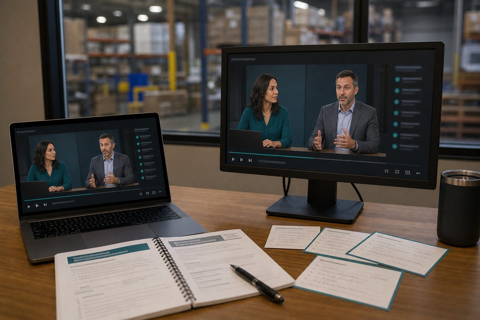 A screen showing an Action Selling video training session for a distribution sales team