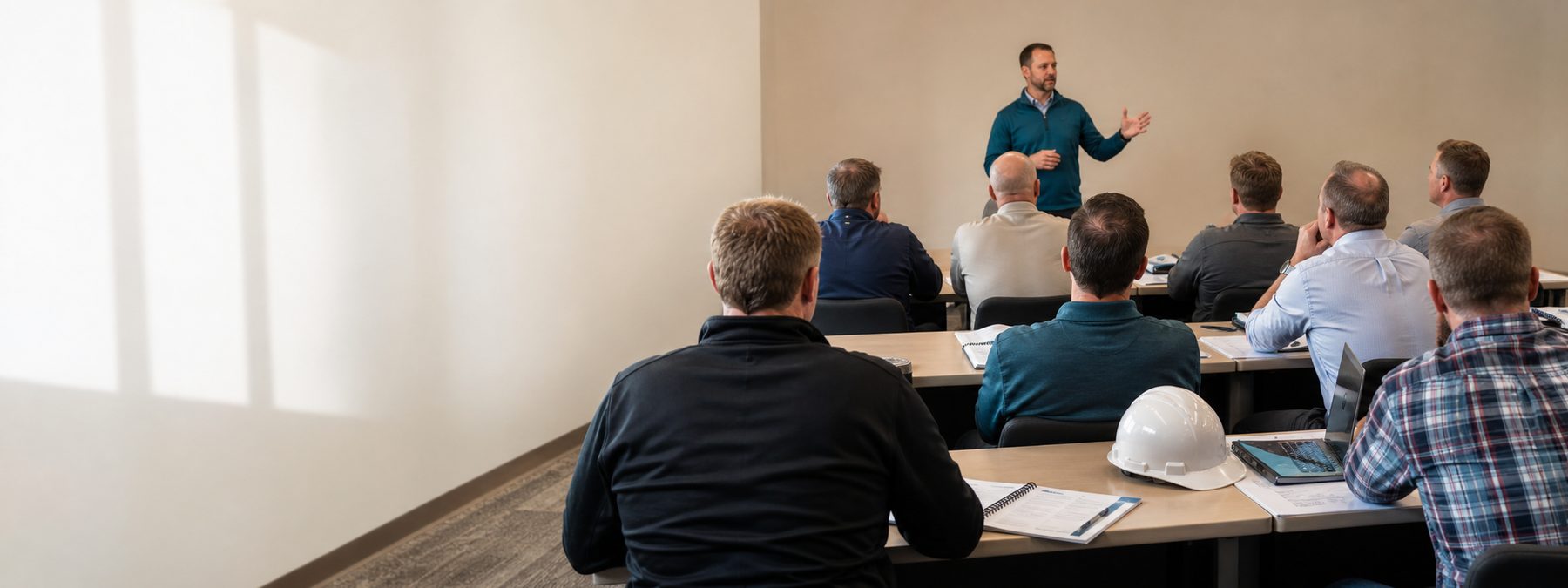 Manufacturing sales team in a training workshop